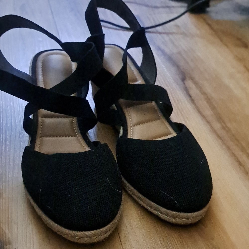 Kids Black Espadrille Shoes